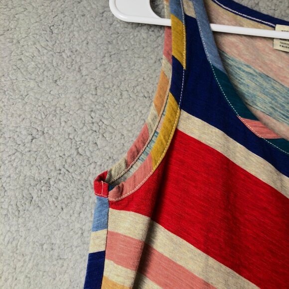 ANTHROPOLOGIE Saturday Sunday Chevron Lounge Dress Women Small Midi Rainbow - Picture 4 of 7